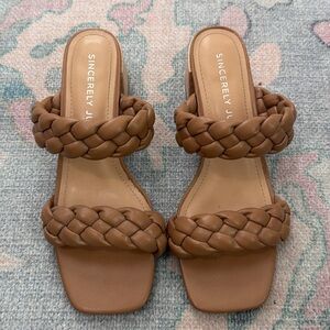 Sincerely Jules Tan Braided Heels